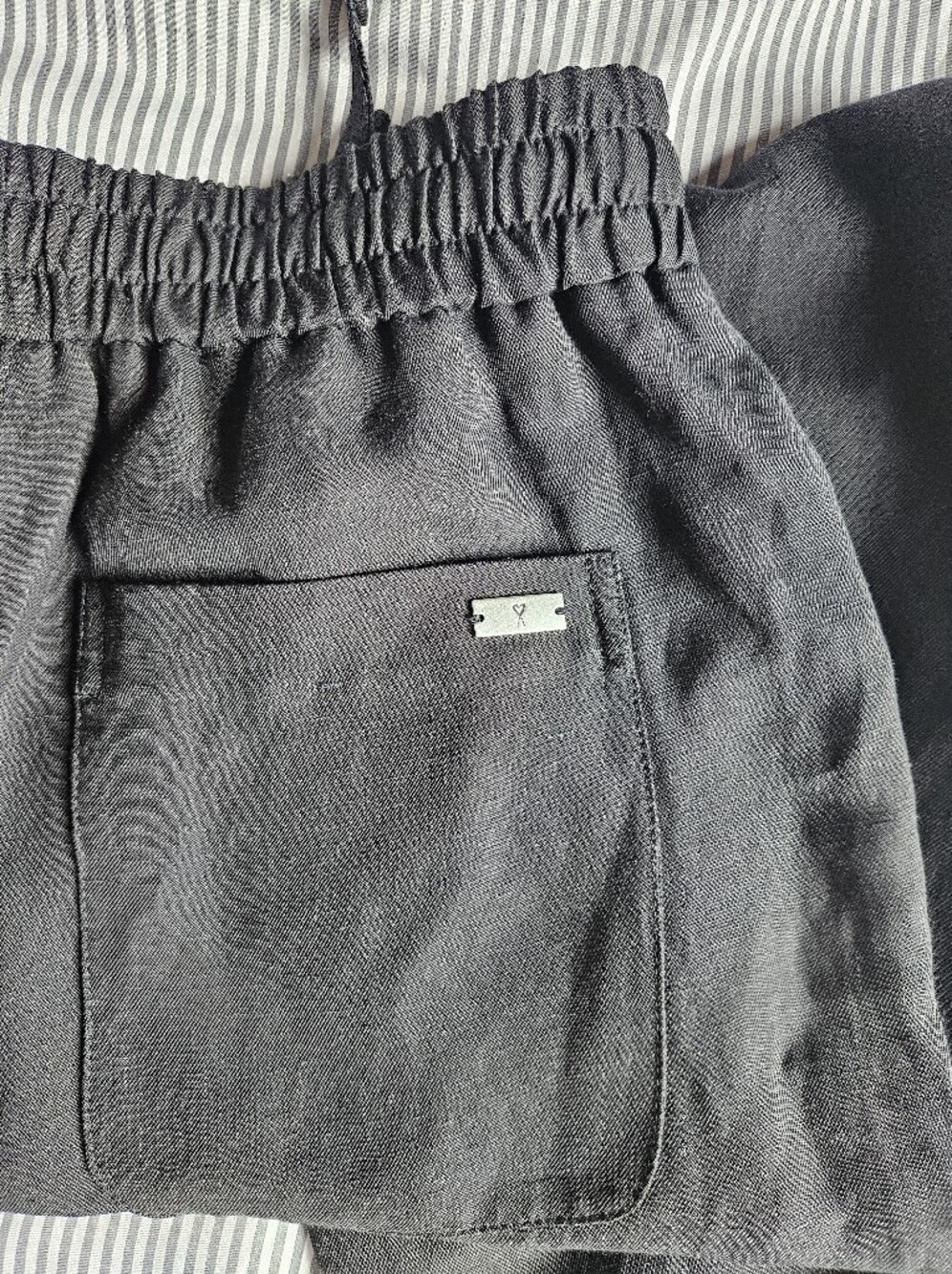 NWT - Ami Alexandre Mattiussi Women's Black Elastic-Waist Linen Pants - Size M